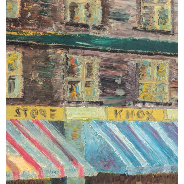 Mid 20th Century Signed Corner Store Street Scene Oil on Masonite For Sale - Image 5 of 8