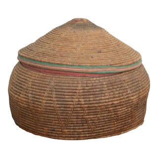 30"Dm Large Antique Nomadic Storage Basket For Sale