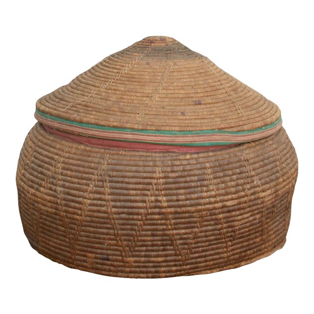 30"Dm Large Antique Nomadic Storage Basket For Sale