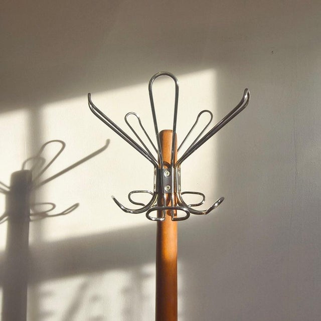 Vintage Chevillotte Coat Rack in Wood and Metal, 1950s For Sale - Image 6 of 8