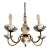 Vintage Dutch Delft Blue & White Porcelain and Patinated Brass 5-Arm Chandelier For Sale