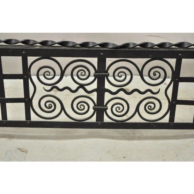 Metal Antique Gothic Wrought Iron Spiral Twist 56" Fireplace Mantel Fender Surround For Sale - Image 7 of 10