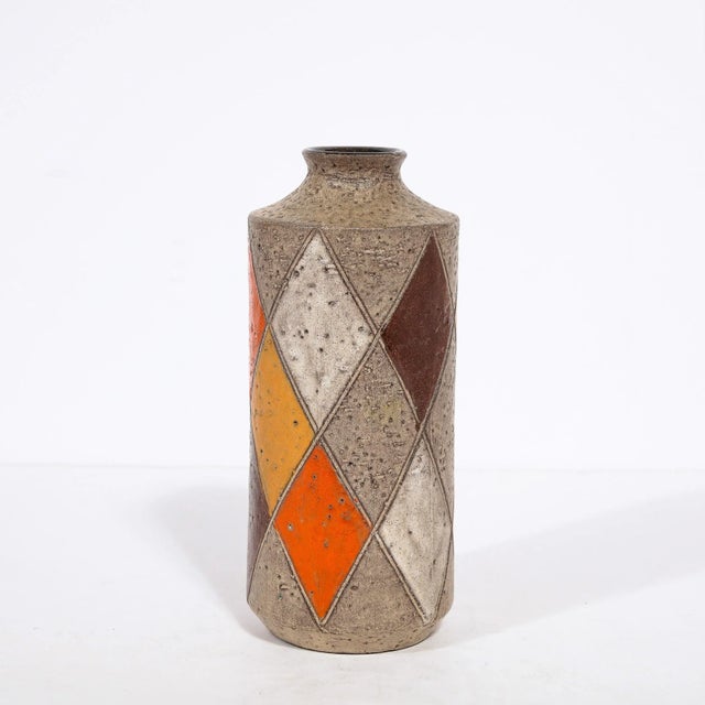 Ceramic Mid-Century Modernist Hand Painted Ceramic Vase, Signed Thor For Sale - Image 7 of 12
