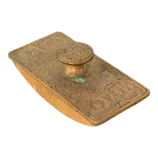 Tiffany Studios New York Zodiac Bronze Doré Rocker Blotter, Circa 1910 For Sale