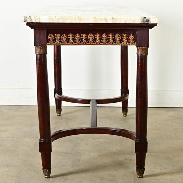 French 19th Century Louis XVI Style Mahogany & Marble Center Table For Sale - Image 4 of 12