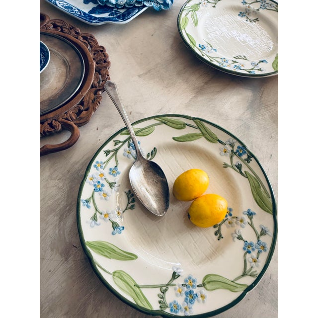 1960s 1960s Franciscan Forget Me Not Dinner Plates 7 7/8 Inches Hand Decorated -Set of 3 For Sale - Image 5 of 9