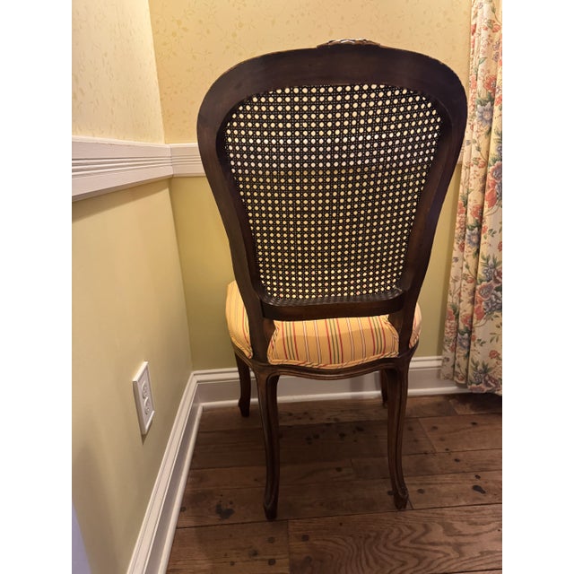 Pair of Antique French Louis XV–Style Caned Side Chairs, Upholstered Seat For Sale - Image 4 of 9