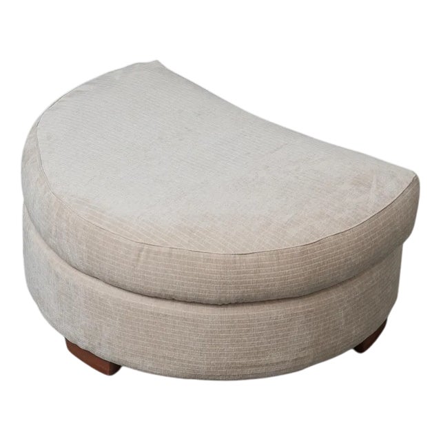 Velvet Ottoman with Wooden Feet, 1970s For Sale