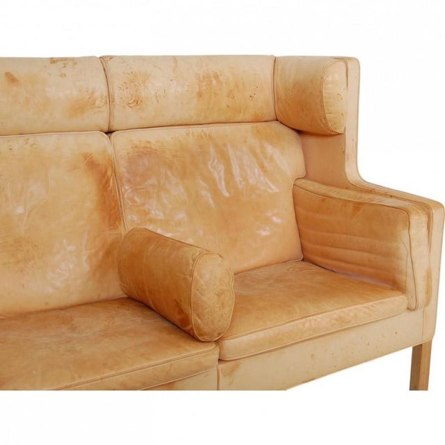 2000 - 2009 Kupe 2-Seater Sofa in Natural Leather by Børge Mogensen, 2000s For Sale - Image 5 of 18