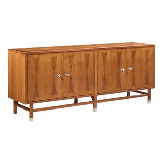 Stanley Harlequin Mid Century Walnut Credenza For Sale