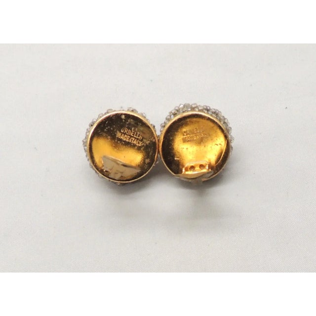 Gray Vintage 1960s Signed Ornella Italy Glass Beaded Clip Earrings For Sale - Image 8 of 8