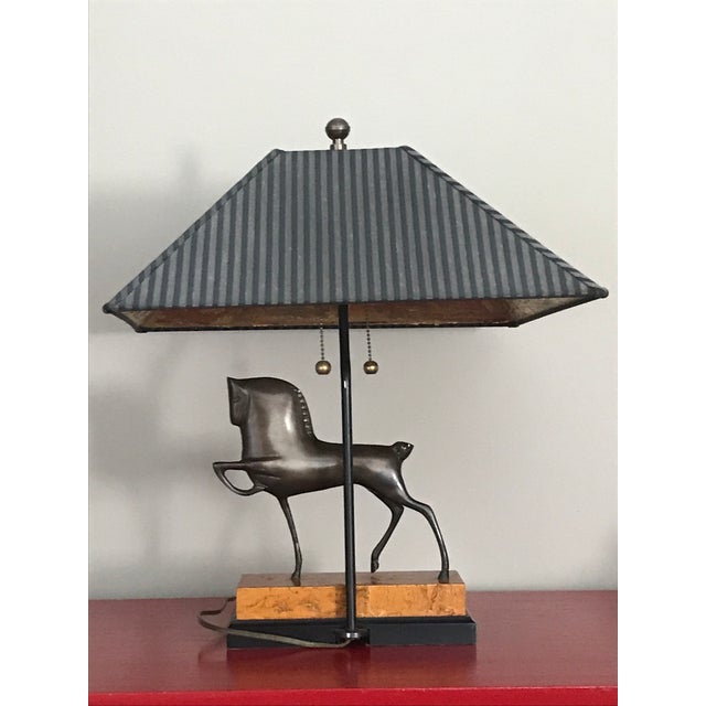 Frederick Cooper Mid Century Bronze Horse Lamp with Shade Chairish