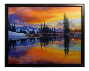 "Fire Sky" Contemporary Sunset Landscape Oil Painting by Eric Wallis, Framed