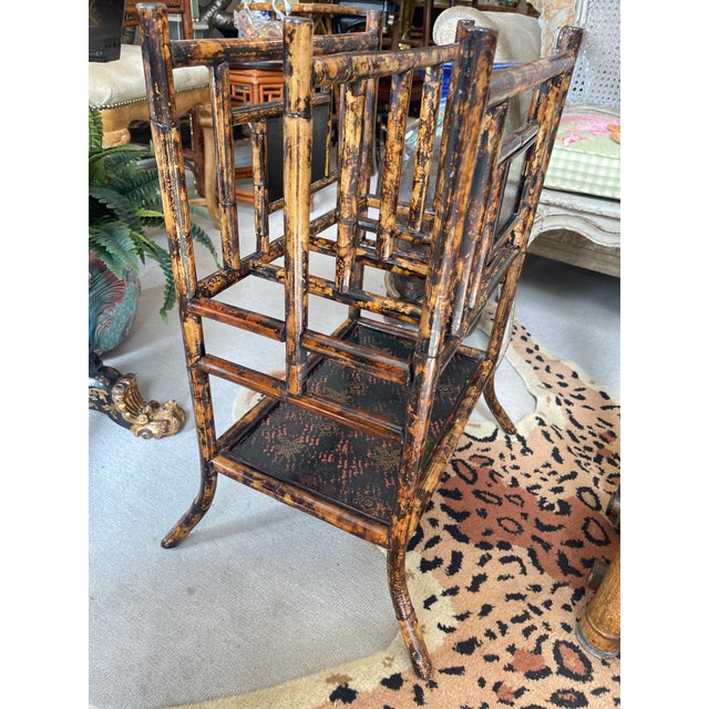Wood Antique British Colonial Magazine Rack, Bamboo & Lacquer, 1890s For Sale - Image 7 of 17