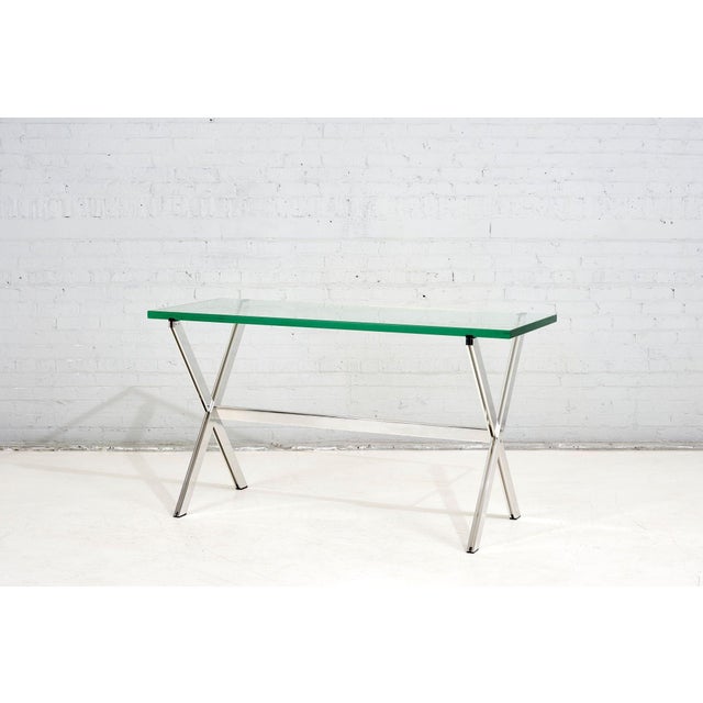 Mid-Century Modern Florence Knoll Chrome and Glass X Base Console Table, 1960 For Sale - Image 3 of 10