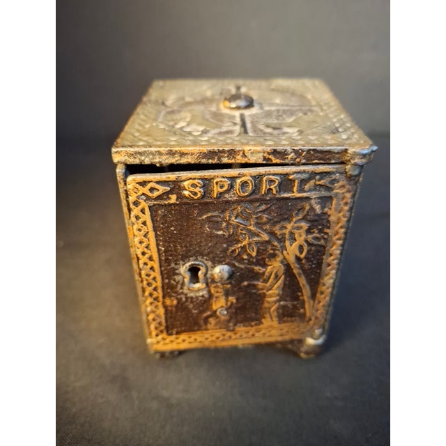 Late 19th Century Antique 1882 Kyser & Rex Cast Iron Sport Safe Bank Elephant Giraffe Dog Patented For Sale - Image 5 of 18