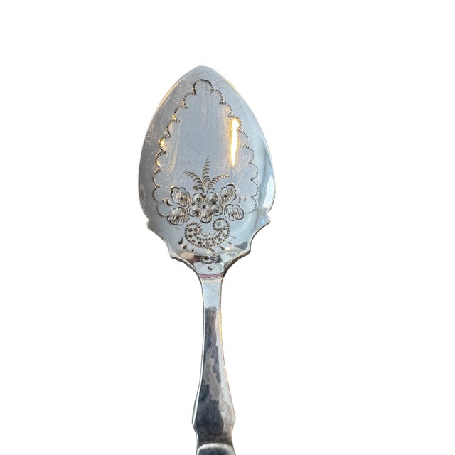 Antique John Round Mother of Pearl/Sheffield SilverPlate Preserve Spoon. 6.5" Long. Beautiful details. Excellent Estate...