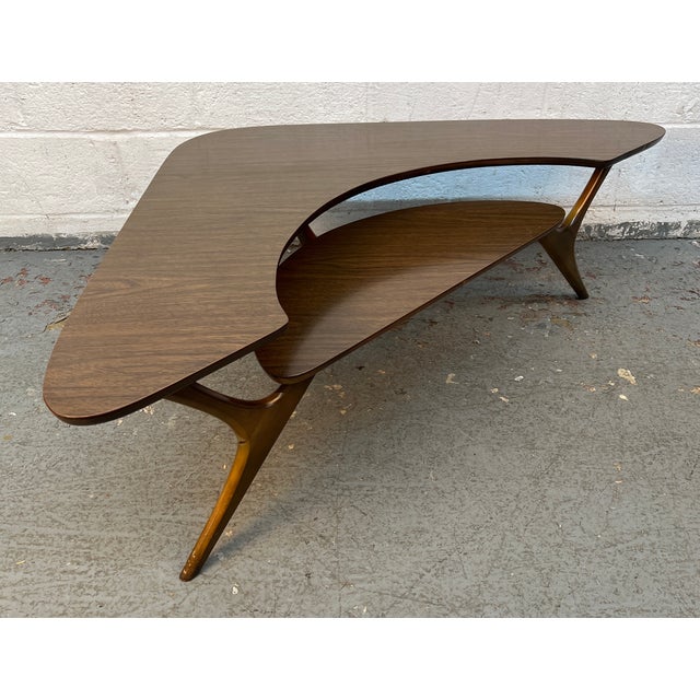 Wood Mid-Century Modern Atomic Boomerang Two-Tier Coffee Table For Sale - Image 7 of 15
