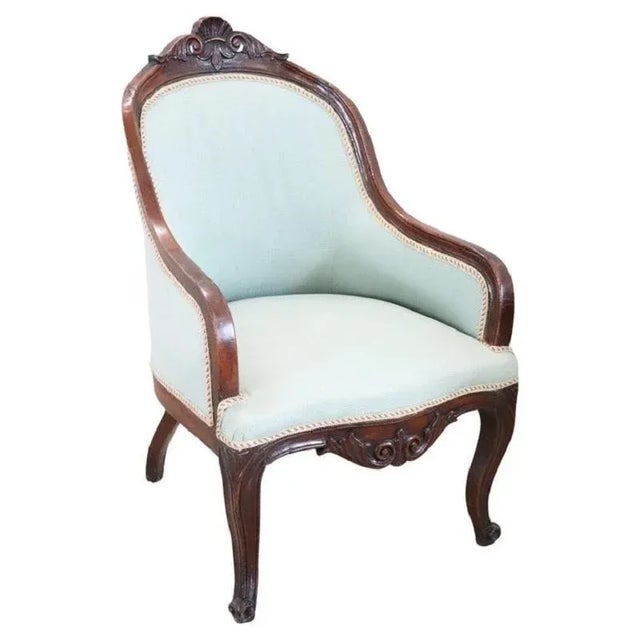Mid-19th Century Upholstered Walnut Armchair For Sale - Image 9 of 9