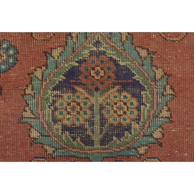 Tabriz Rug 9’8” X 12’10” Pink Wool Vintage Distressed Hand-Knotted Carpet For Sale - Image 10 of 15