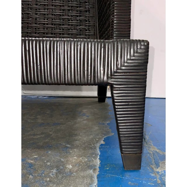 Baker Furniture Company Baker / McGuire French Modern Truffle Woven Cane St. Germain Lounge Chair For Sale - Image 4 of 7