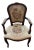 Vintage French Louis XV Style Carved Walnut Fauteuil With Pastoral Tapestry Upholstery For Sale