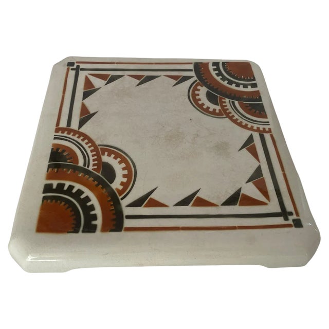 Art Deco Trivet in Ceramic attributed to Luneville, France, 1940s For Sale