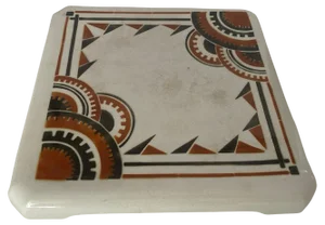 Art Deco Trivet in Ceramic attributed to Luneville, France, 1940s