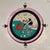 Vintage, 1980s Memphis Group style clock in a white square 3-layer (for dimension) paper-cardboard outer frame,...
