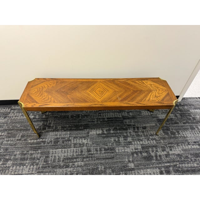 Mid-Century Lane Furniture Wood and Brass Bench or Table For Sale In Washington DC - Image 6 of 8