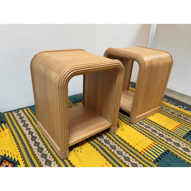 Häti Home Waterfall Oak Nightstands, Pair For Sale In San Francisco - Image 6 of 14