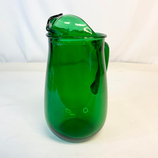 Glass Mid-Century Art Deco Anchor Hooking Green Juice Pitcher. For Sale - Image 7 of 9
