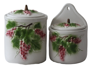 Ceramic Salt Box and Food Container, 1980s, Set of 2