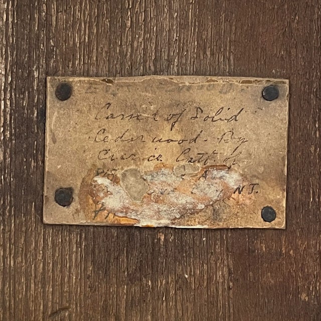 Late 19th C. Primitive Hand Carved Cedarwood Owl Pipe Holder, Signed For Sale In Philadelphia - Image 6 of 8