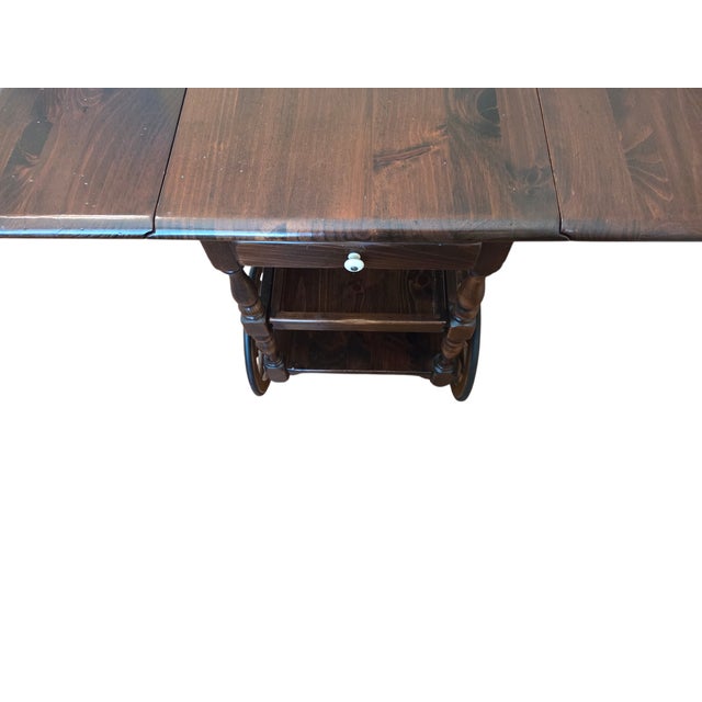 1970s Ethan Allen Old Tavern Pine T Cart Bar Server Liquor Drop Leaf For Sale - Image 14 of 18