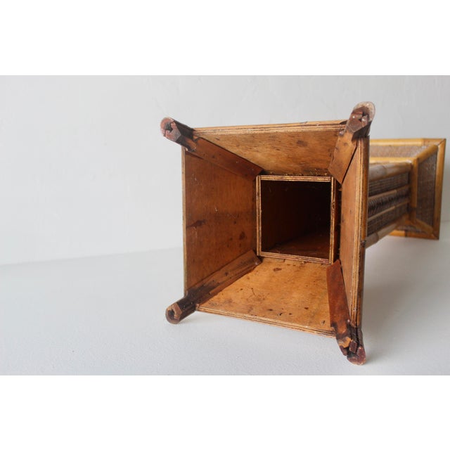 Vintage Bamboo Rattan Pedestal Column Plant Stand For Sale - Image 11 of 14