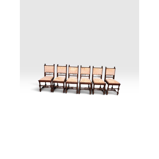 Early 20th Century Jacobean Renaissance Revival Carved Oak Dining Chairs With Figural Finials – Set of 6 For Sale In West Palm - Image 6 of 12