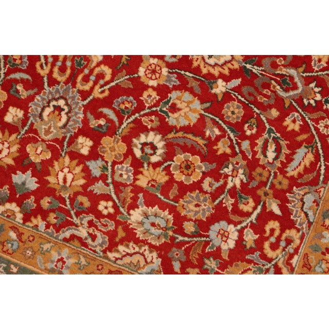 Shabby Chic Shabby Chic 1990's Floral Pak-Persian Red/Beige Wool Rug - 6'1'' X 9'2'' For Sale - Image 3 of 9