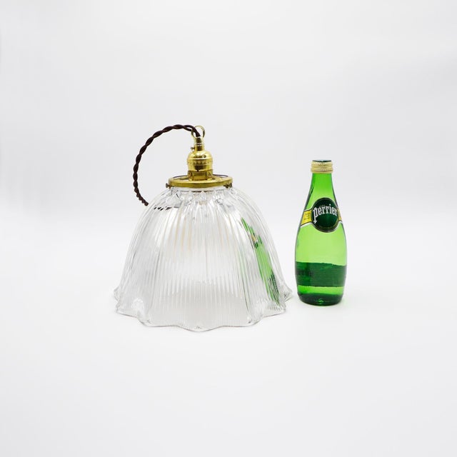 1940s Holophane Clear Glass Vintage Industrial Pendant Light 13 For Sale - Image 6 of 16