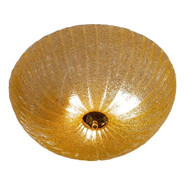 Frozen and Gilt Murano Glass Ceiling Panel, 1970s For Sale