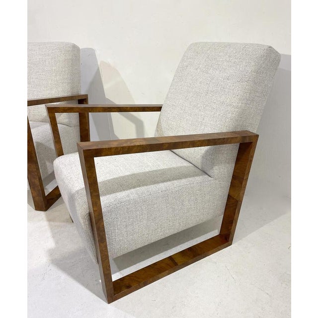 Art Deco Armchairs in Fabric and Walnut For Sale - Image 3 of 5