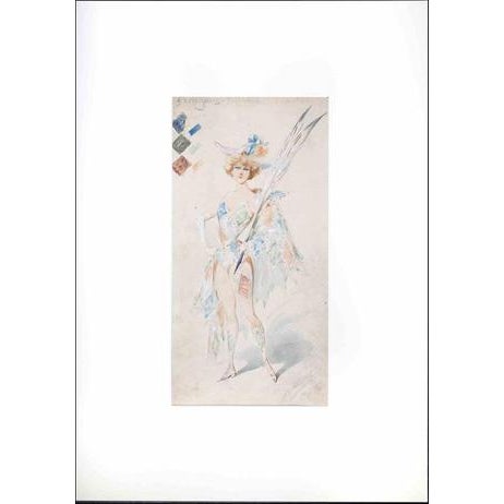 Harlequin is an original watercolor on paper realized by Alfredo Edel in 1904. Good condition, included a white cardboard...