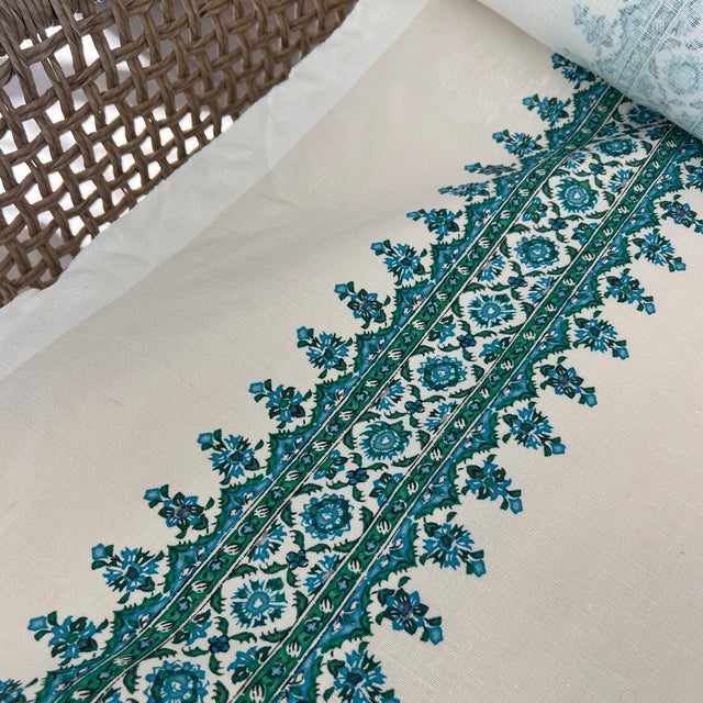 Textile Designer Peter Dunham Isfahan Stripe Linen Fabric- By the Yard For Sale - Image 7 of 7