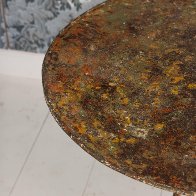 Metal 19th C. French Metal Guéridon Round Side Table in Original Patina For Sale - Image 7 of 17
