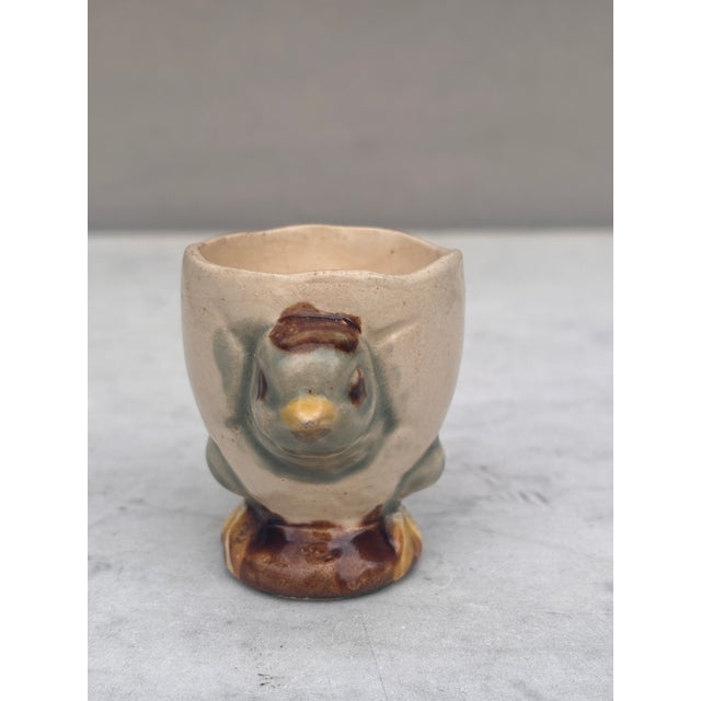 French Country French Majolica Chick Egg Cup Circa 1890 For Sale - Image 3 of 9