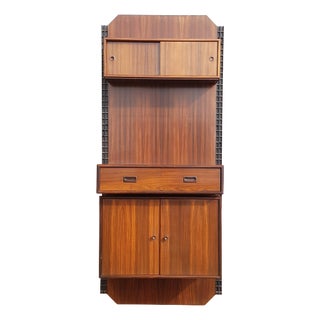 Mid-Century Modern Italian Wall Unit in Wood Brass and Painted Metal, 1960s For Sale