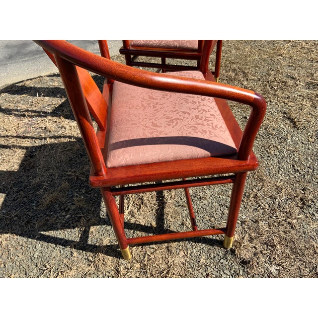 Stanley J. Friedman design for Brueton, Tsu Chair; Chinese Ming Dynasty style solid mahogany arm chair with padded...