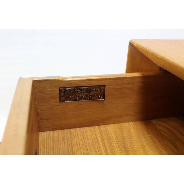 1960s Mid-Century Modern Blonde Bachelor Chests with Heavy Brass Hardware - A Pair For Sale - Image 5 of 10