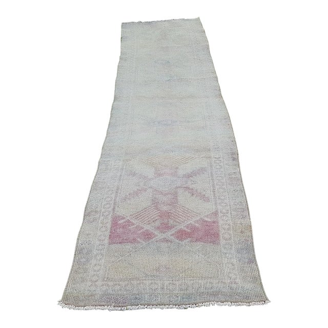 Mid 20th Century Faded Vintage Herki Runner - Designer Carpet For Sale