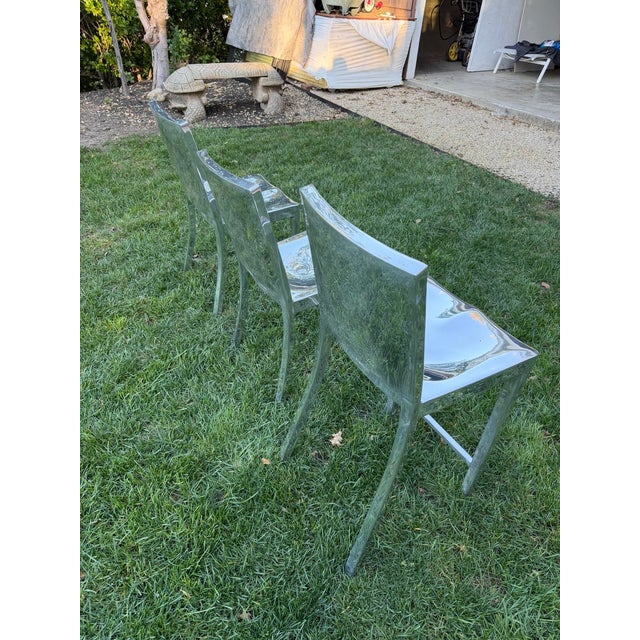 Modern Philippe Starck for Emeco Hudson Polished Aluminum Chairs – Set of 2 Dining + 1 Bar Height For Sale - Image 3 of 17